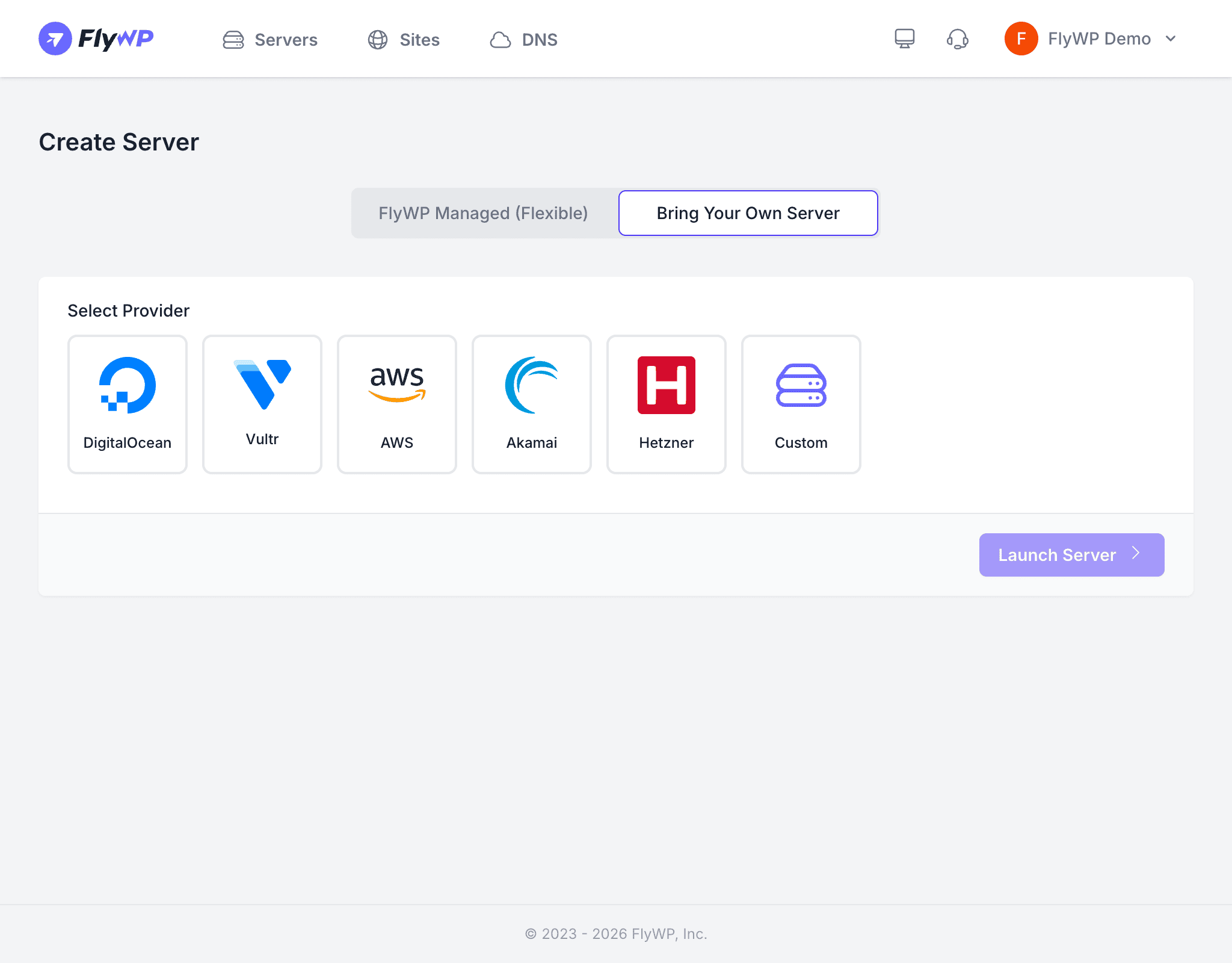 Server provider selection