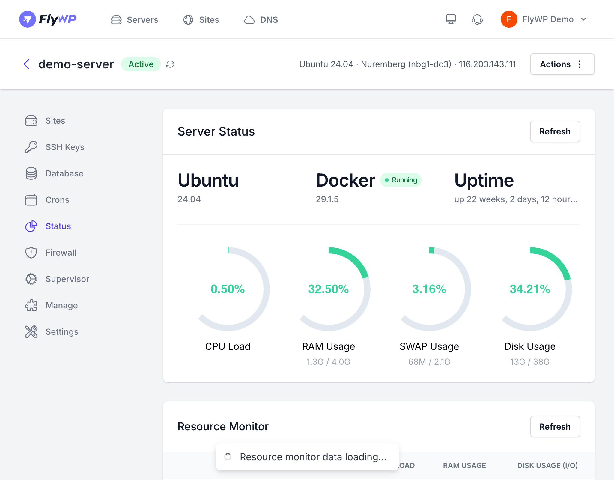 Server status monitoring