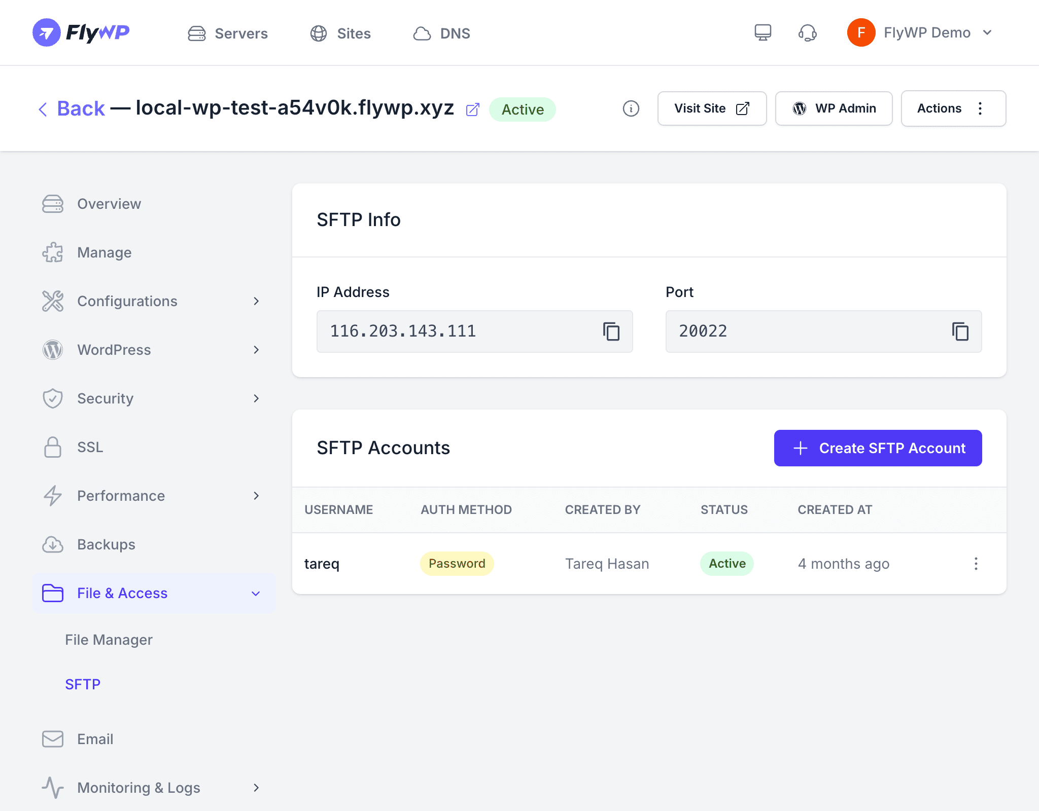 SFTP account management