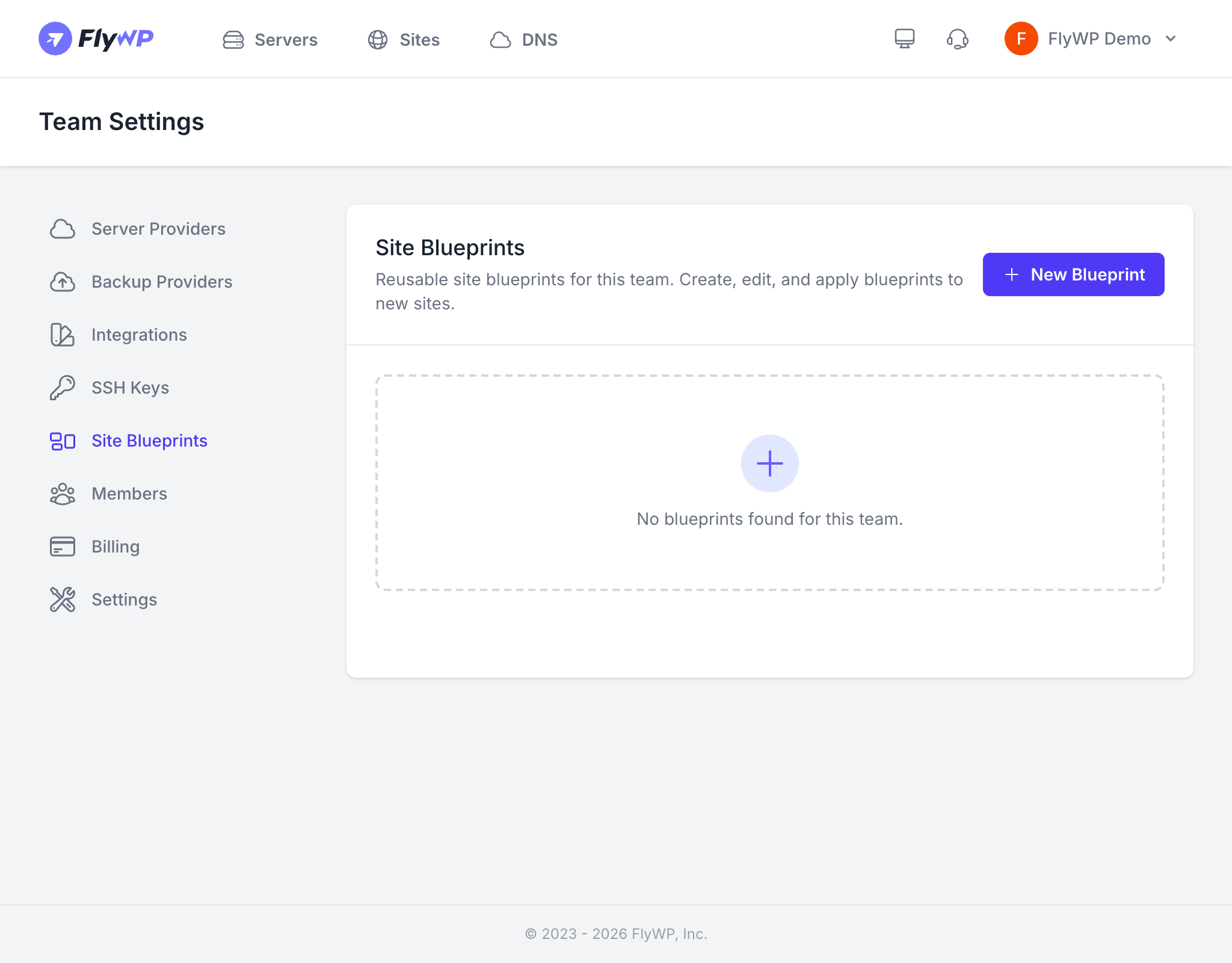Site blueprints management