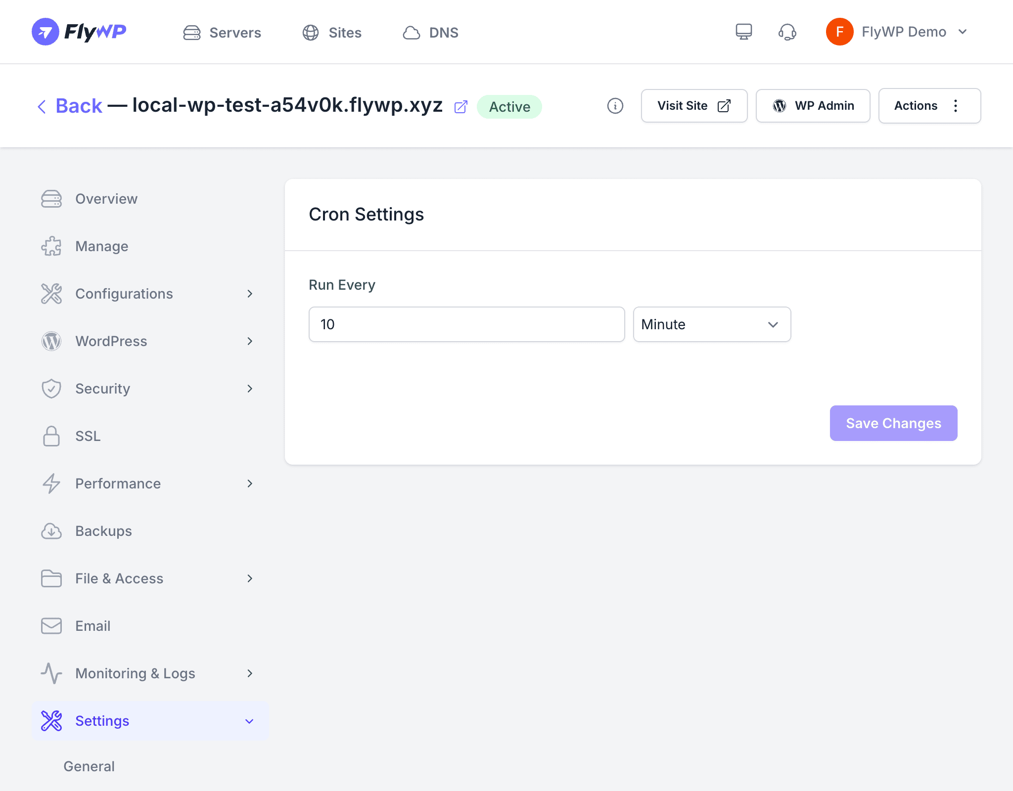 WordPress cron settings