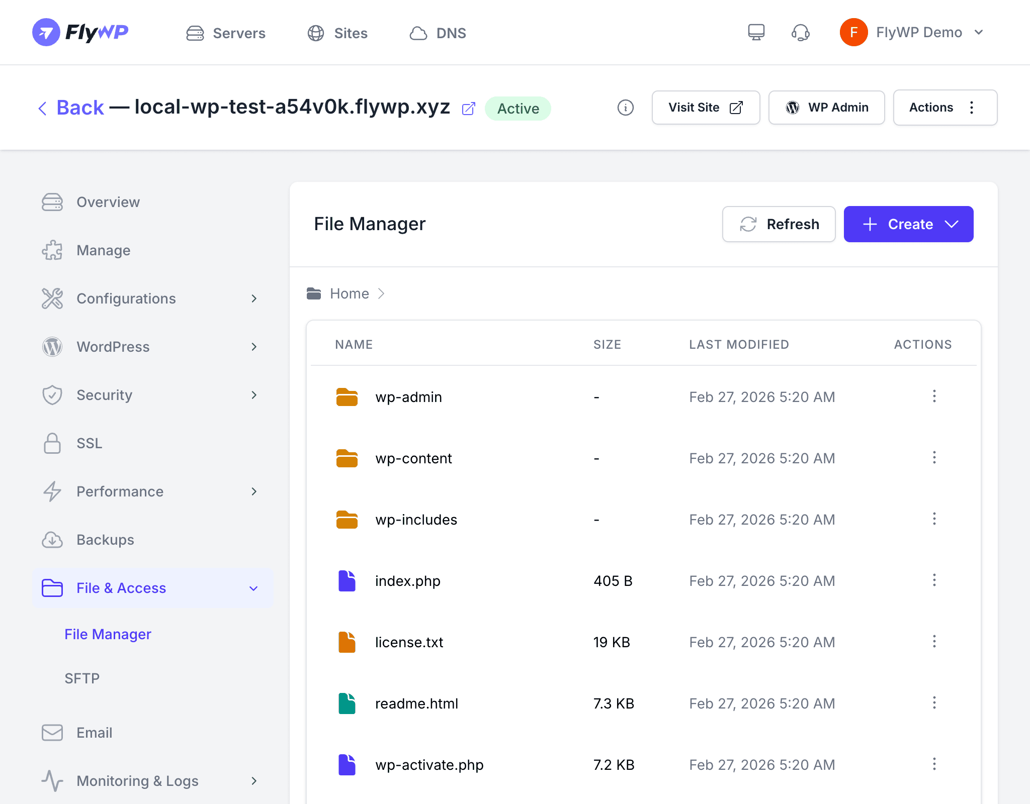 File manager interface