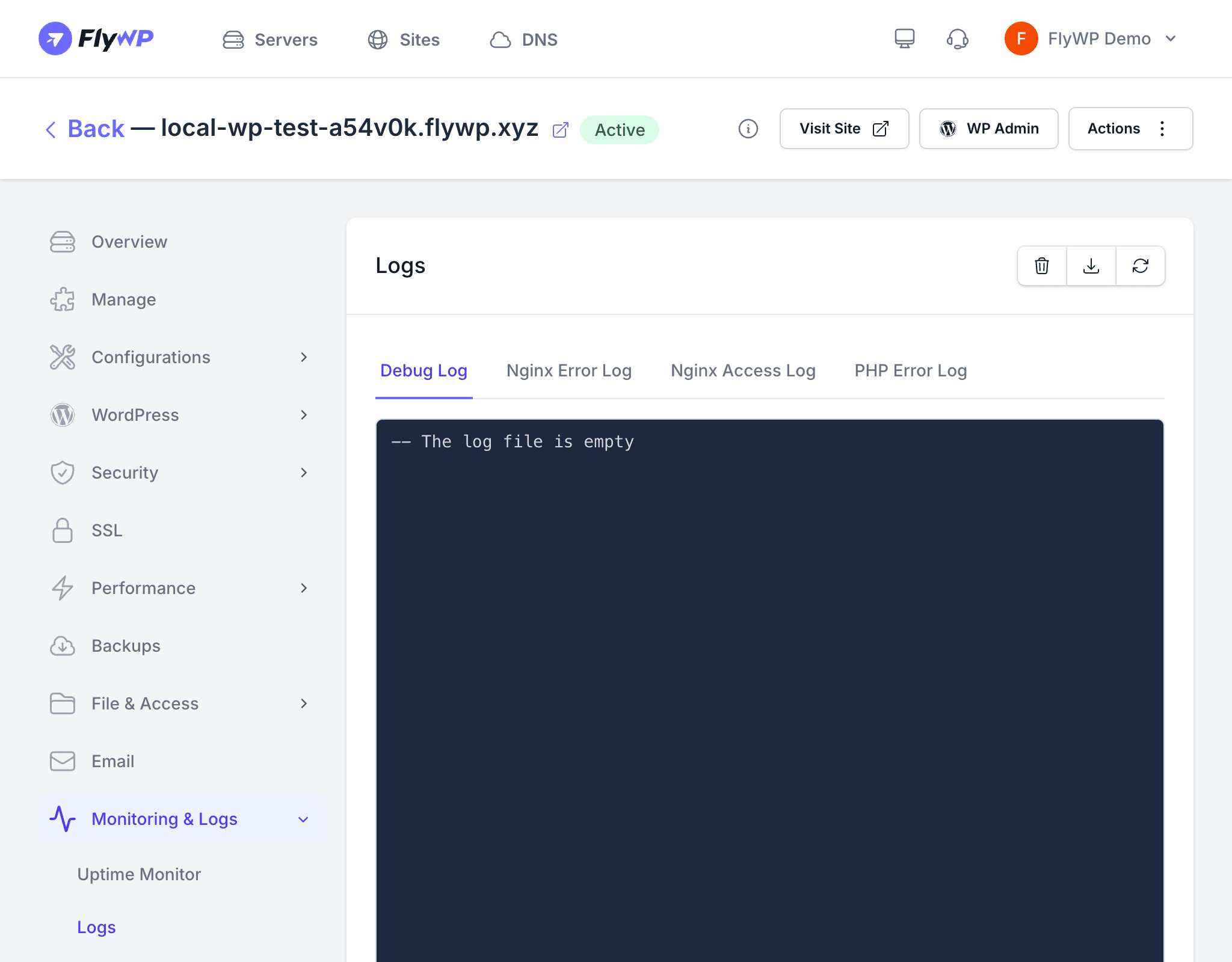 Site logs viewer