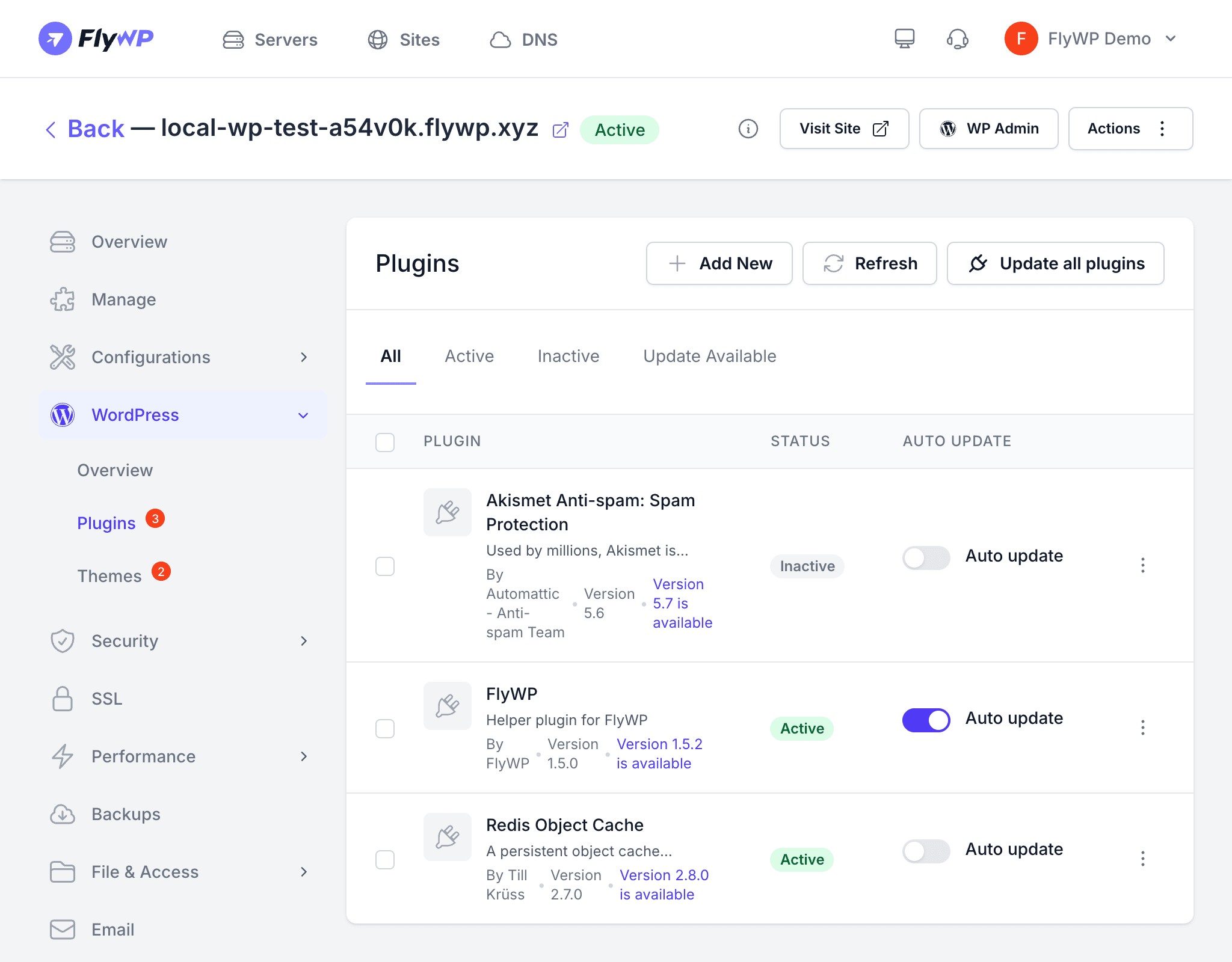 Centralized updates dashboard
