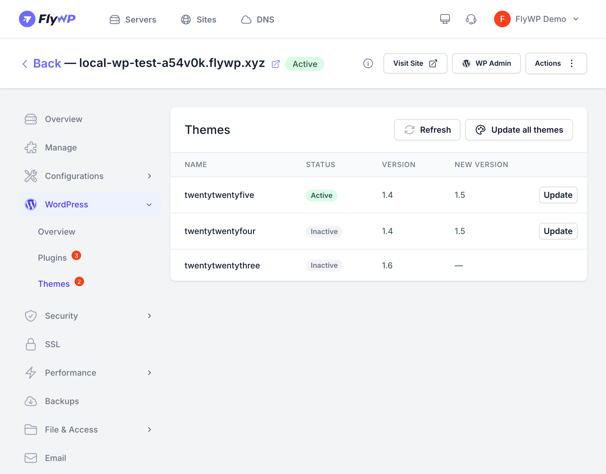 WordPress theme management